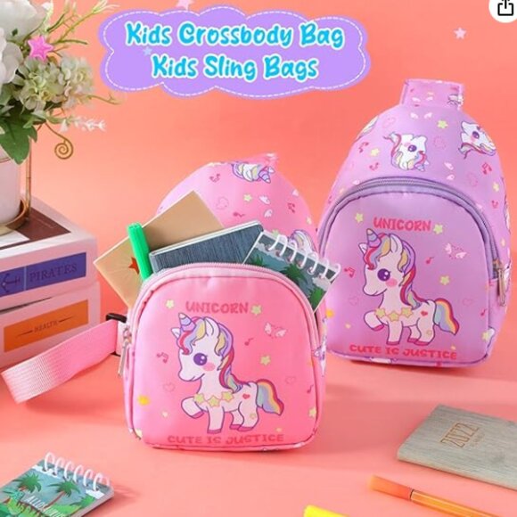 2 Pcs Small Crossbody Bag Girls Unicorn Sling Bag - Picture 2 of 3